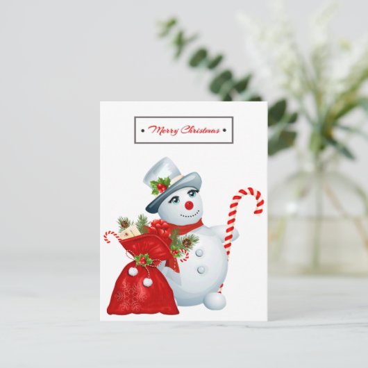 Cute Kerstsnowman Feestdagenkaart (Staand voorkant)