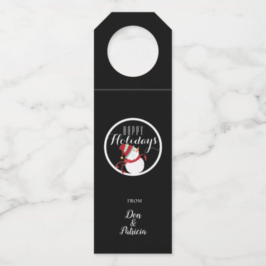 Cute Kerstsnowman Flessenhanger (Voorkant)