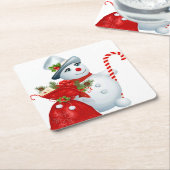 Cute Kerstsnowman Kartonnen Onderzetters (Schuin)