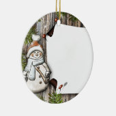 Cute Kerstsnowman Keramisch Ornament (Rechts)