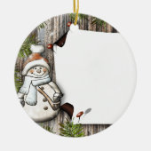 Cute Kerstsnowman Keramisch Ornament (Voorkant)