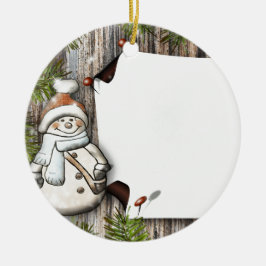 Cute Kerstsnowman Keramisch Ornament