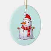 Cute Kerstsnowman Keramisch Ornament (Rechts)