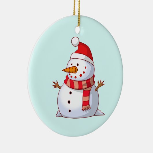 Cute Kerstsnowman Keramisch Ornament (Rechts)
