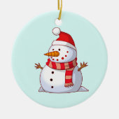 Cute Kerstsnowman Keramisch Ornament (Voorkant)