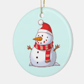 Cute Kerstsnowman Keramisch Ornament (Links)