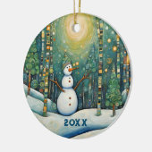Cute Kerstsnowman Keramisch Ornament (Links)