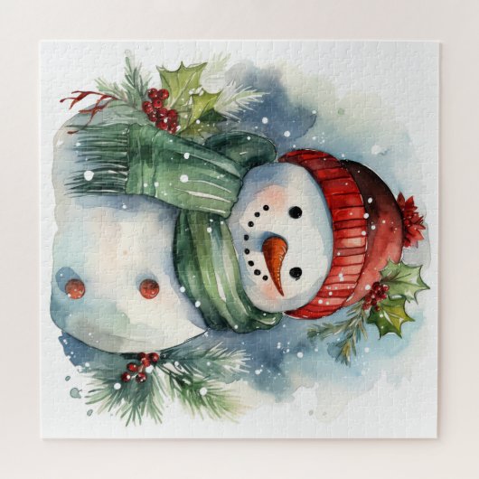 Cute Kerstsnowman Legpuzzel (Horizontaal)