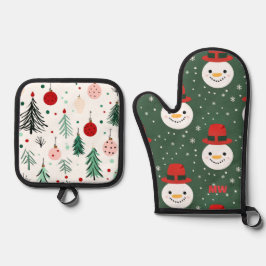 Cute Kerstsnowman Ovenwant & Pannenlap Set