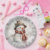 Cute Kerstsnowman Papieren Bordje (Feest)