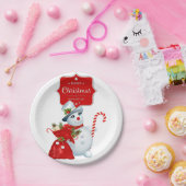 Cute Kerstsnowman Papieren Bordje (Feest)