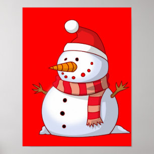 Cute Kerstsnowman Poster