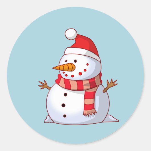 Cute Kerstsnowman Ronde Sticker (Voorkant)