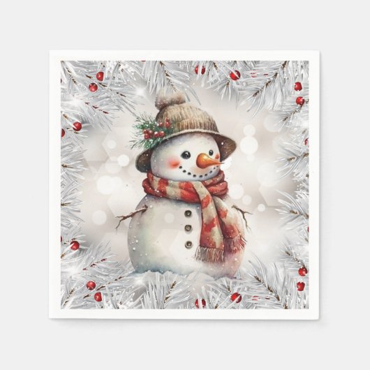 Cute Kerstsnowman Servet (Voorkant)