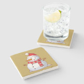 Cute Kerstsnowman Stenen Onderzetter (Zijkant)
