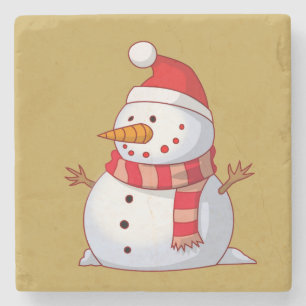 Cute Kerstsnowman Stenen Onderzetter