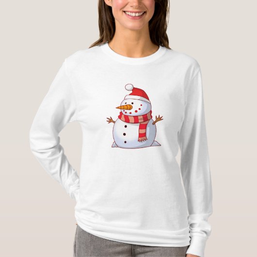 Cute Kerstsnowman T-shirt (Voorkant)