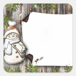 Cute Kerstsnowman Vierkante Sticker