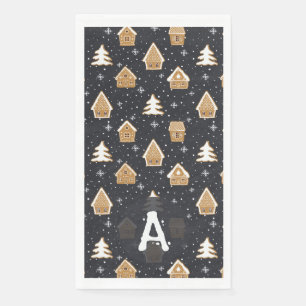 Cute Kerststad Dennenhout Blauwe Kerst Servet