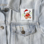 Cute kerstteddybeer vierkante button 5,1 cm (In situ)