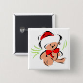 Cute kerstteddybeer vierkante button 5,1 cm (Voorkant /achterkant)