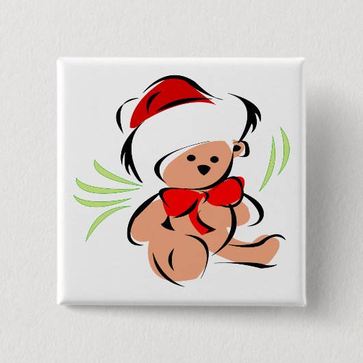 Cute kerstteddybeer vierkante button 5,1 cm (Voorkant)