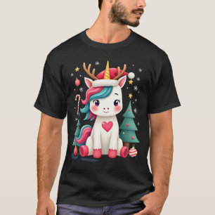Cute Kersttrui Meisjes Vrouwen Kerst Eenhoorn Hert T-shirt