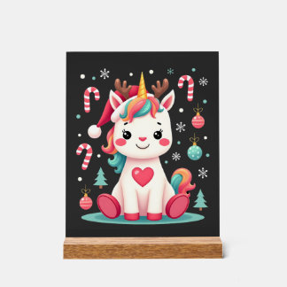 Cute Kersttrui Meisjes Vrouwen Kerstmis Eenhoorn H Acryl Bord