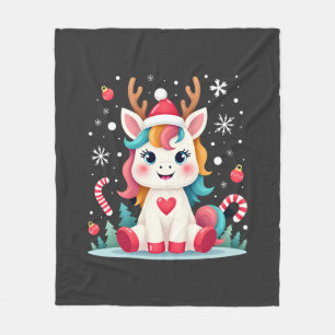 Cute Kersttrui Meisjes Vrouwen Kerstmis Eenhoorn H Fleece Deken