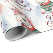 Cute Kerstunicorn Cadeaupapier (Rol Hoek)