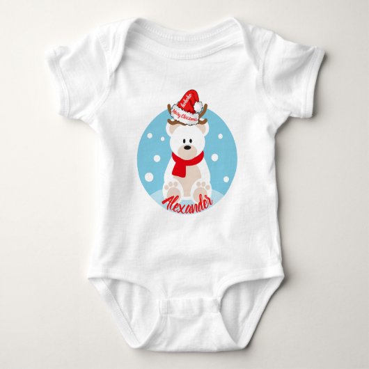Cute KerstWhite Beer Red Santa Hat HoHo Romper (Voorkant)