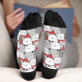 Cute KerstWhite Beren geïllustreerd patroon Sokken