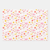 Cute KerstWhite en roze Sweets Pattern Inpakpapier Vel (Voorkant)