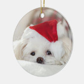 Cute KerstWhite Maltese puppy Dog Keramisch Ornament (Links)