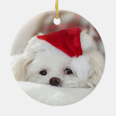 Cute KerstWhite Maltese puppy Dog Keramisch Ornament (Achterkant)