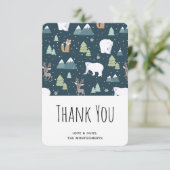 Cute Kerstwinter Animals Pattern Bedankkaart (Staand voorkant)
