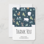 Cute Kerstwinter Animals Pattern Bedankkaart (Voorkant)