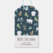 Cute Kerstwinter Animals Pattern Cadeaulabel (Voorkant)