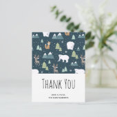 Cute Kerstwinter Animals Pattern Dank u Briefkaart (Staand voorkant)