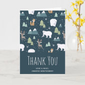 Cute Kerstwinter Animals Pattern Dank u Kaart (Gele Bloem)