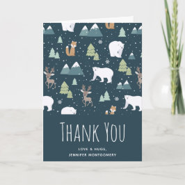 Cute Kerstwinter Animals Pattern Dank u Kaart