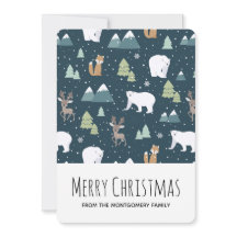 Cute Kerstwinter Animals Pattern