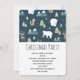 Cute Kerstwinter Animals Pattern Kaart