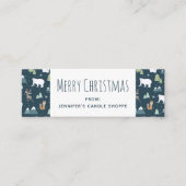 Cute Kerstwinter Animals Pattern Mini Visitekaartje (Voorkant)