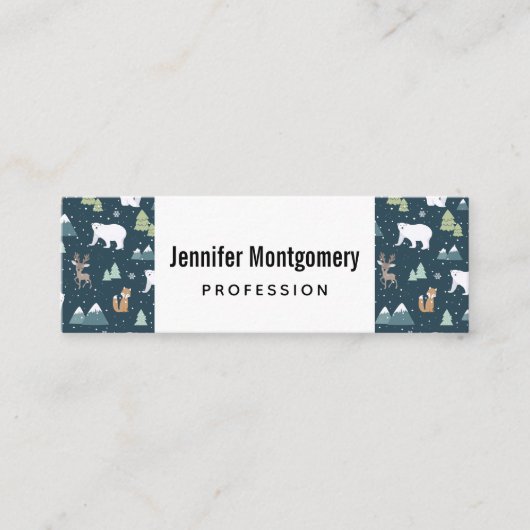 Cute Kerstwinter Animals Pattern Mini Visitekaartje (Voorkant)