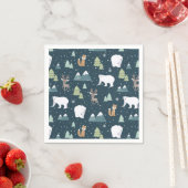 Cute Kerstwinter Animals Pattern Servet (Insitu)