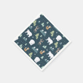 Cute Kerstwinter Animals Pattern Servet (Hoek)