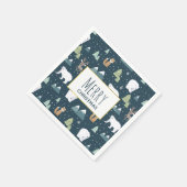 Cute Kerstwinter Animals Pattern Servet (Hoek)