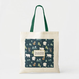 Cute Kerstwinter Animals Pattern Tote Bag