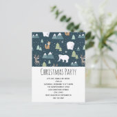 Cute Kerstwinter Animals Pattern Uitnodiging Briefkaart (Staand voorkant)
